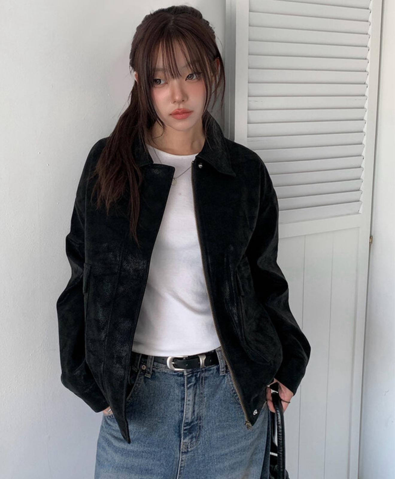 水洗啞色Overfit皮褸 [Anyonemore]