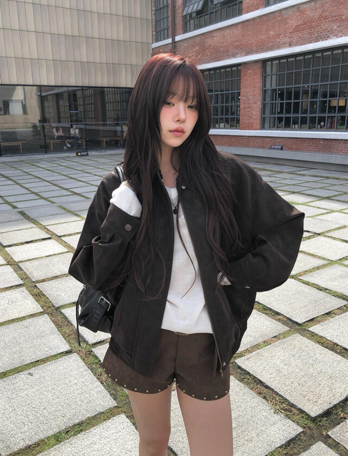 水洗啞色Overfit皮褸 [Anyonemore]