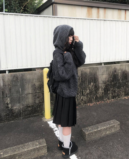 連帽針織拉鍊外套[anyonemore]