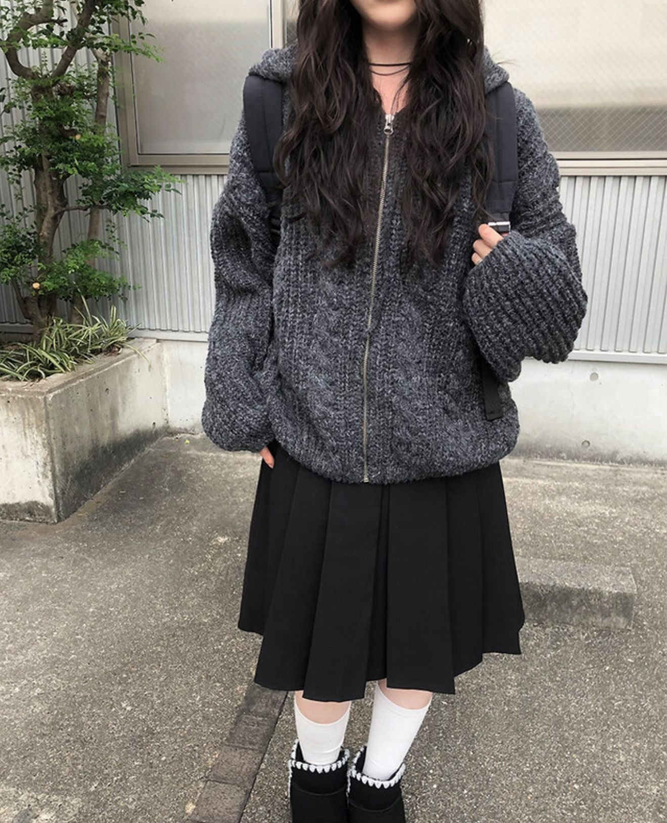 連帽針織拉鍊外套[anyonemore]